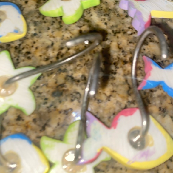 VTG 11 Nautical Hand Painted Fish & Shell Tropical Resin Shower Curtain Hooks - Picture 14 of 14